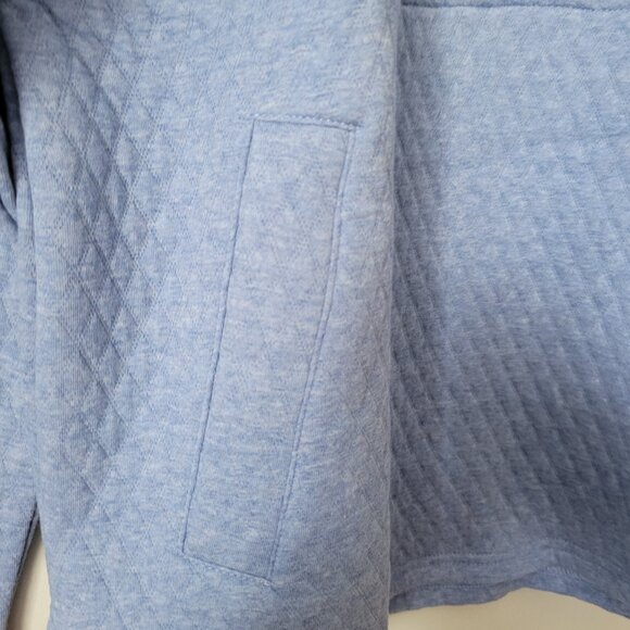 Eddie Bauer Blue Sweater Women's Quilted 1/2 Zip Heathered Pullover NWT - Picture 2 of 8